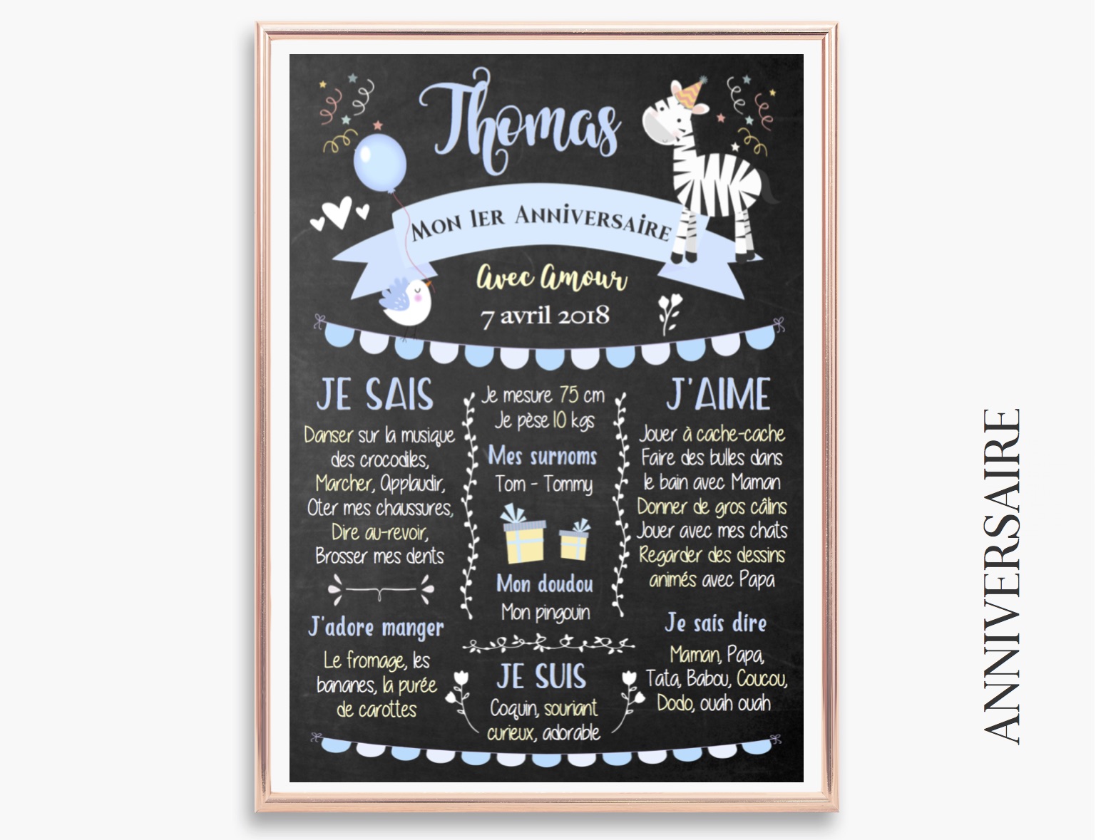 Affiche D Anniversaire Collection Thomas Mon Rose Pompon Vos Affiches Personnalisees Naissance Anniversaire Bapteme Mariage Carte Etapes Grossesse Bebe