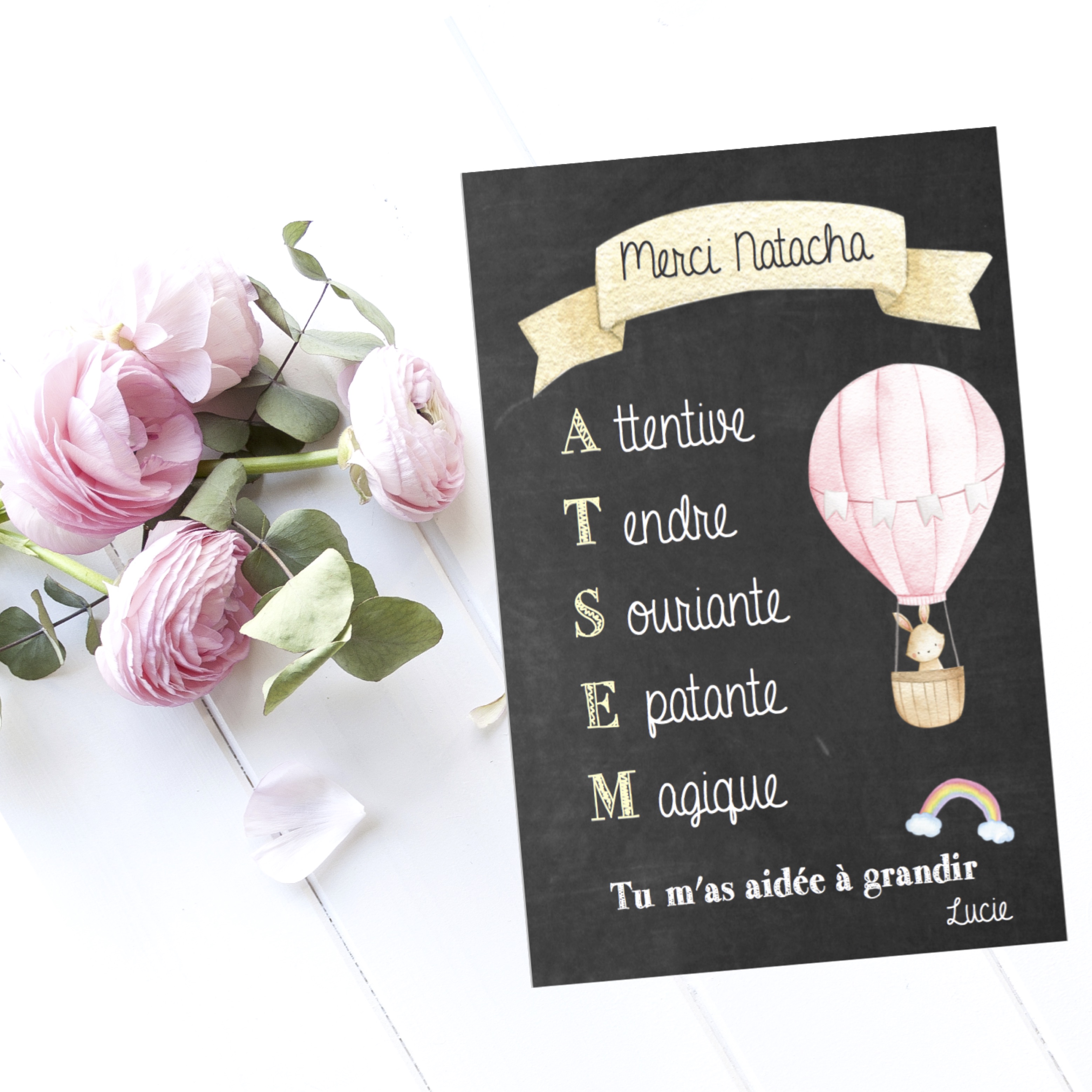 Carte Ecole Collection Montgolfiere Mon Rose Pompon Vos Affiches Personnalisees Naissance Anniversaire Bapteme Mariage Carte Etapes Grossesse Bebe